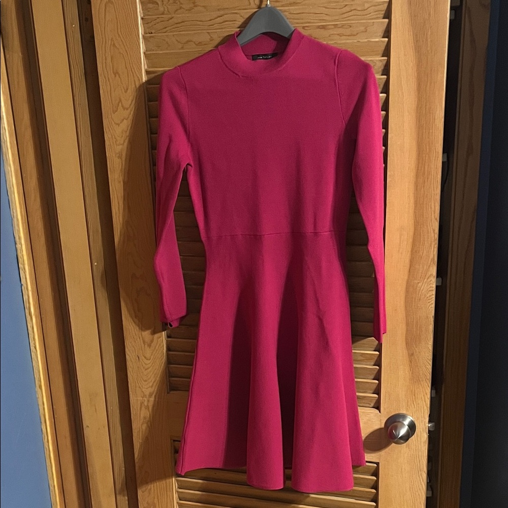 Ann Taylor Vibrant Pink Long Sleeve Dress